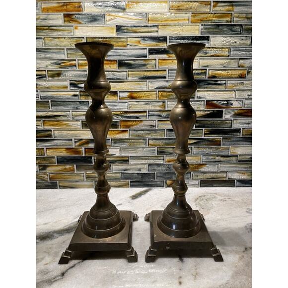 Vintage Brass Taper Candle Holder Candlesticks Made In India - Picture 1 of 7